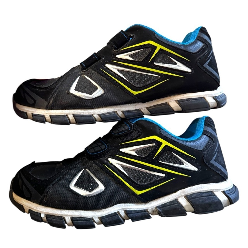 Athletic Works Black and Blue Athletic Shoes with Velcro Straps